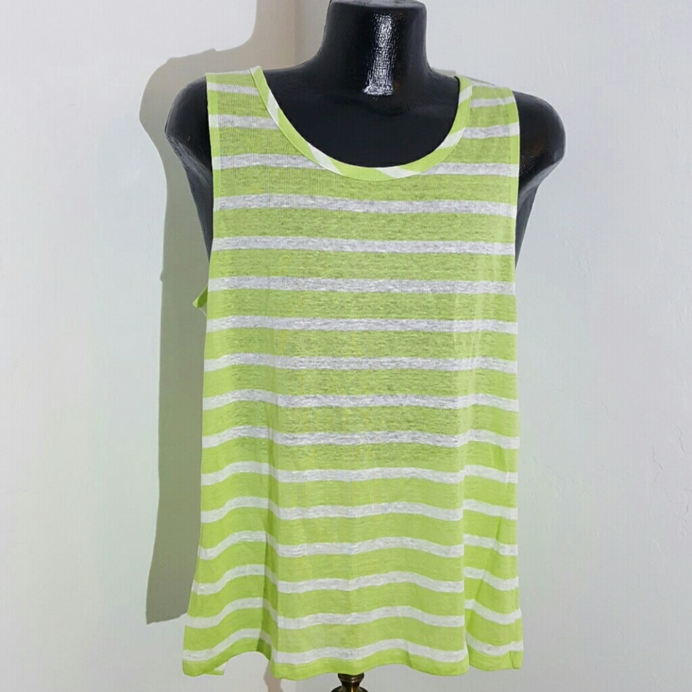 J.Jill women top blouse linen striped sleeve size L  New